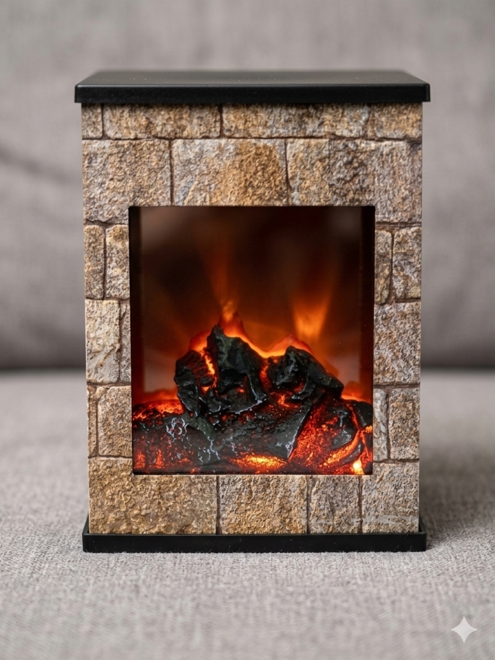 Compact Brown Stone-Effect Electric Lantern Fireplace - Unbranded